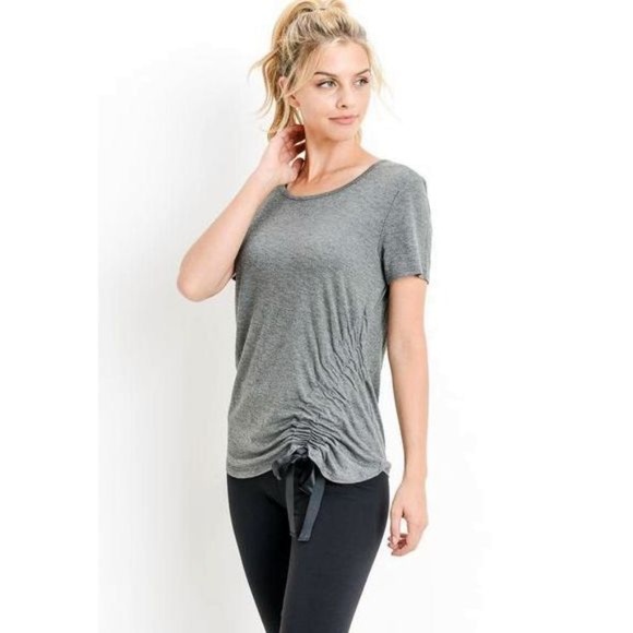Mono B Tops - New Gathered Side Ribbon Accent Top!